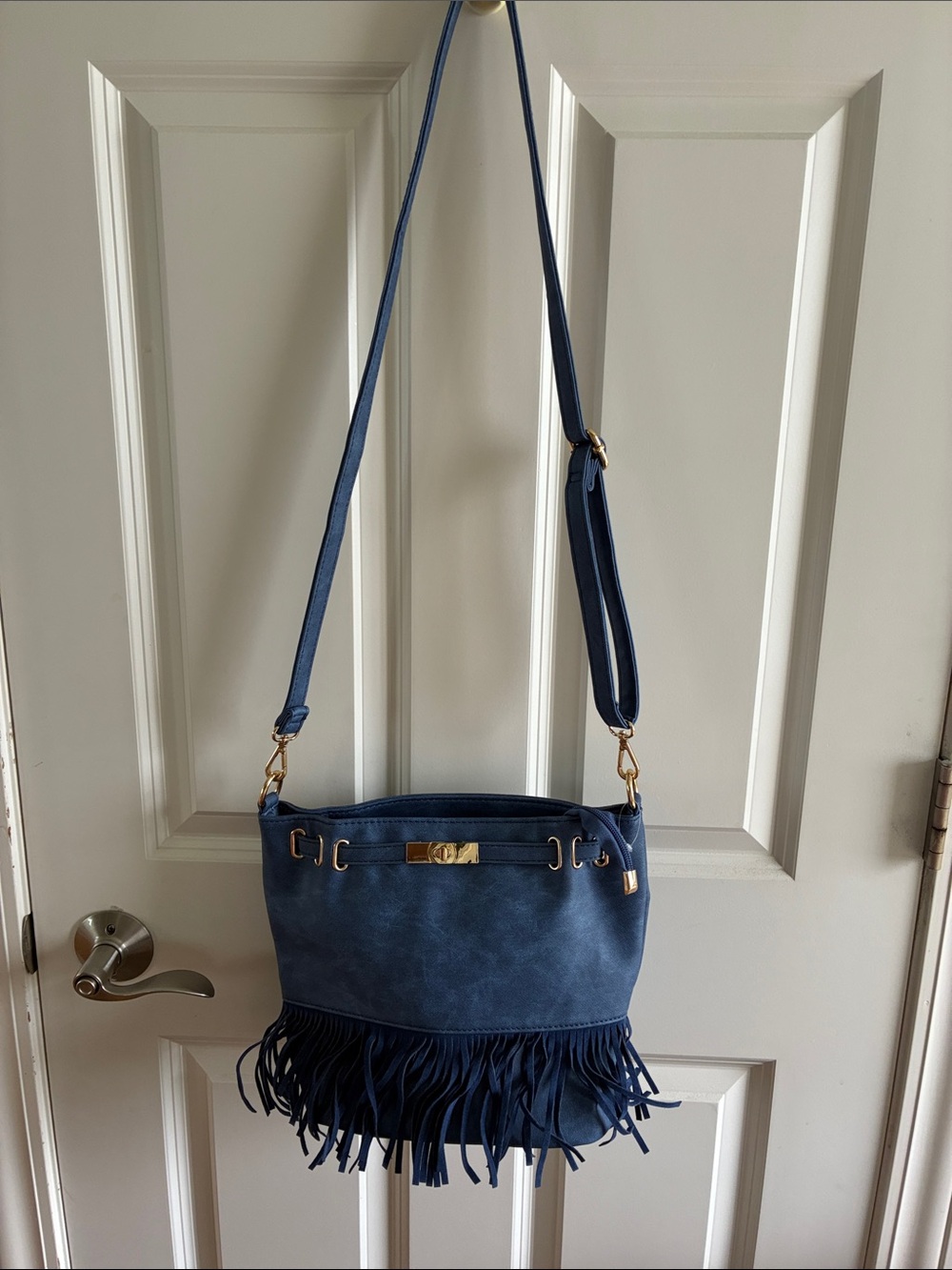 Blue Fringe Crossbody Shoulder Bag